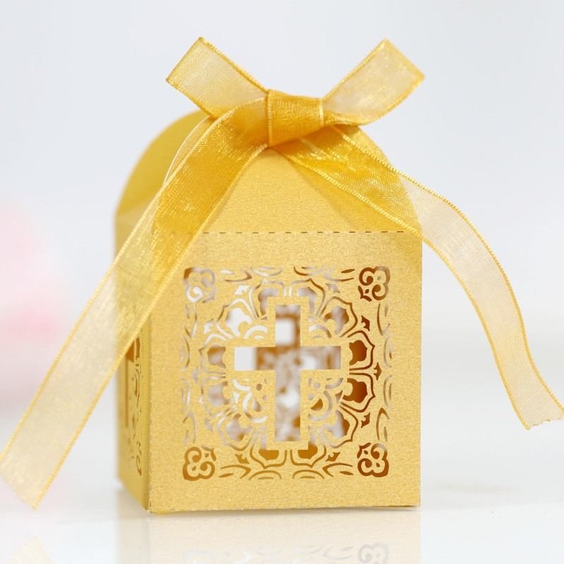 Simple Creative Cross Hollow Lace Bow Candy Box