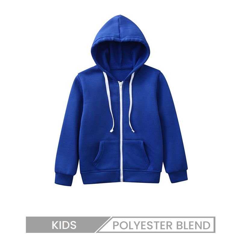 Autumn And Winter Children'S Kids Zipper Solid Color Hoodie Custom