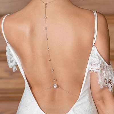 Women Fashion Simple Drop Shaped Zircon Back Body Chain