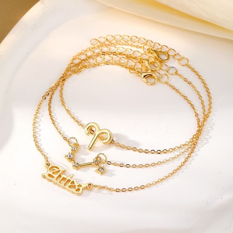 Women Simple Fashion Twelve Zodiac Symbol Starry English Letter Anklet