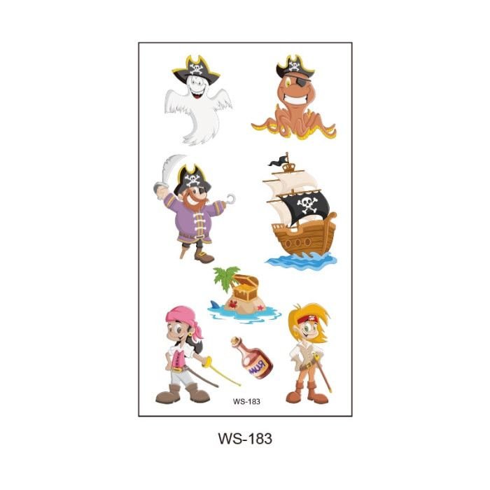 Kids Pirate Pattern Waterproof Tattoo Sticker