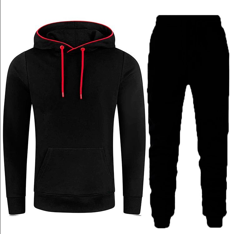 Men Casual Sports Basic Plus Size Long Sleeve Hoodies Trousers Sets