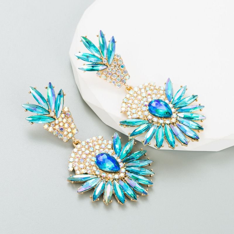 Bohemian National Style Exaggerated Alloy Rhinestone Earrings