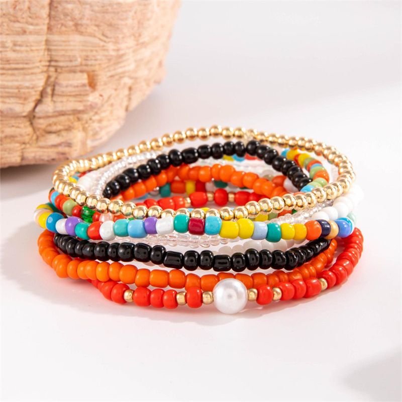 Summer Women Bohemian Style Rice Beads Beaded Shell Starfish Pearl Foot Chain Set