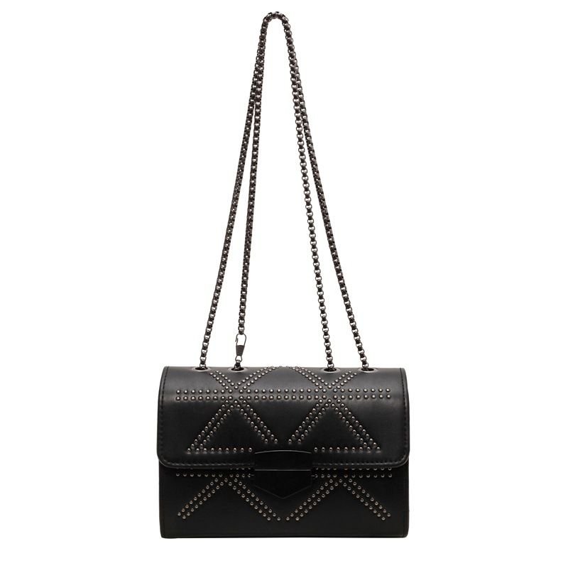 Vintage Simple Rivet Chain Square Shoulder Bag