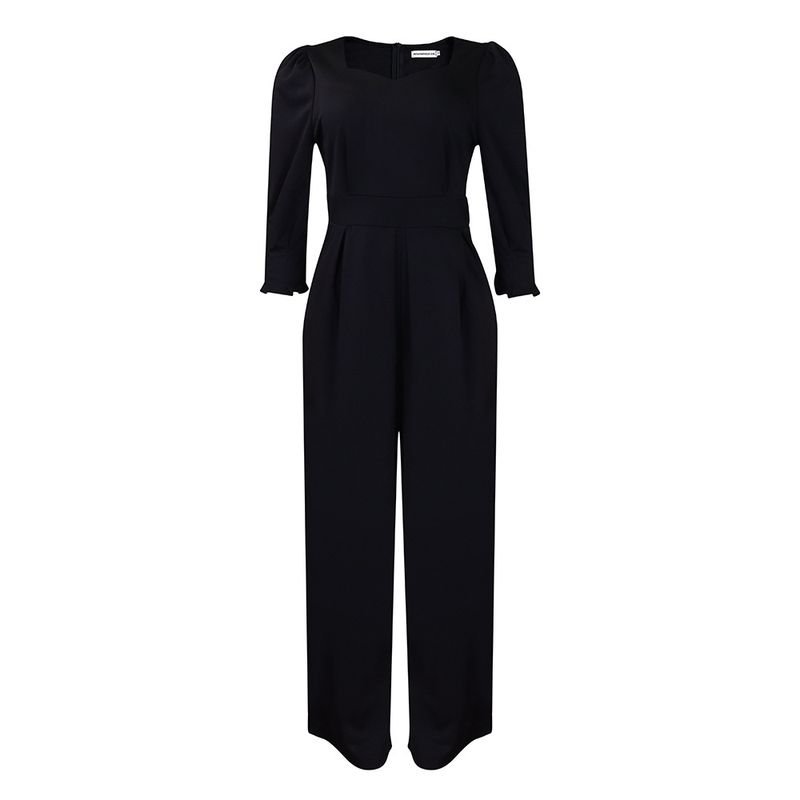 Women Fashion Casual Solid Color Long Sleeve Loose Wide Leg Jumpsuits