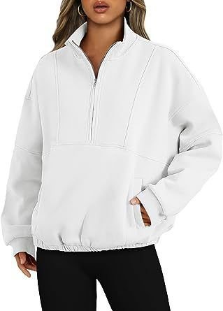 Athleisure Women Fashion Thickened Collar Half Zip Long Sleeve Sweatshirt