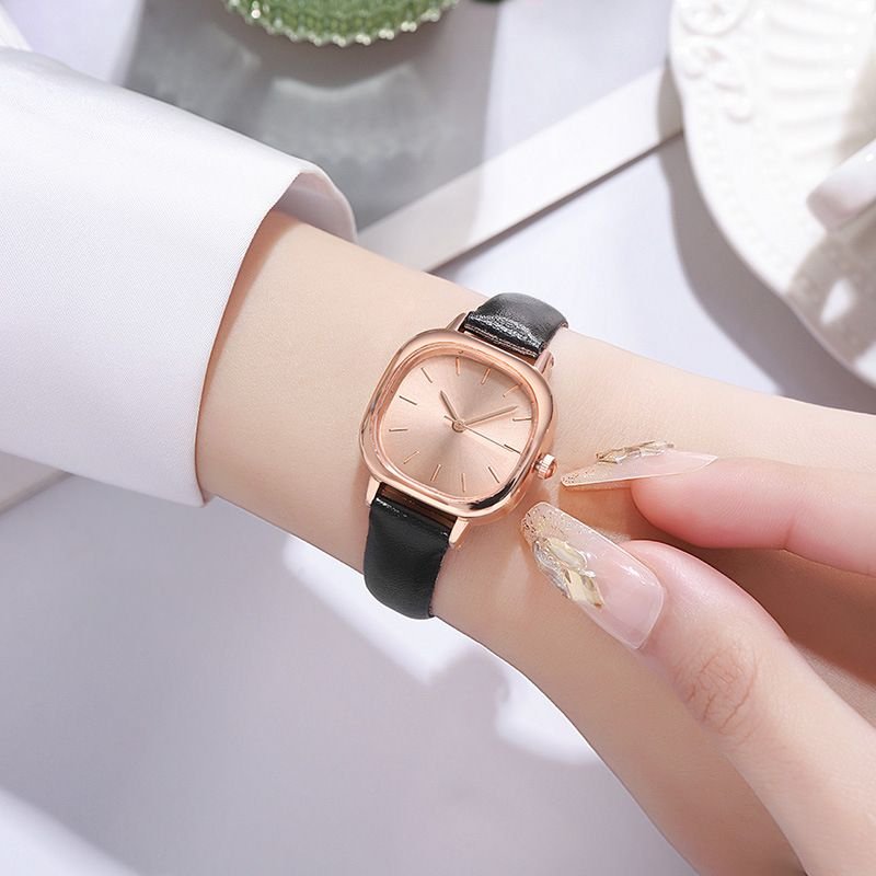 Women Fashion Simple Square PU Quartz Watch