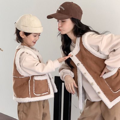 Autumn And Winter Children Fashion Warm Thickened Parin-Child Lambskin Vest Jacket