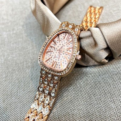 Women Fashion Creative Snake Full Diamond Alloy Quartz Watch