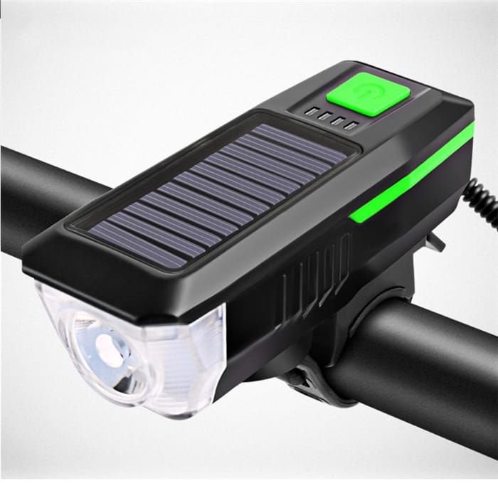 Mountain Bicycle Solar USB Rechargeable Glare Flashlight