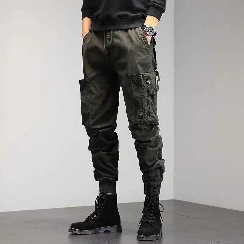 Men Spring Autumn Fashion Casual Solid Color Plus Size Jogger Cargo Pants