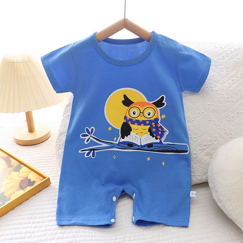 Kids Baby Boys Girls Casual Cute Cartoon Print Short Sleeve Romper