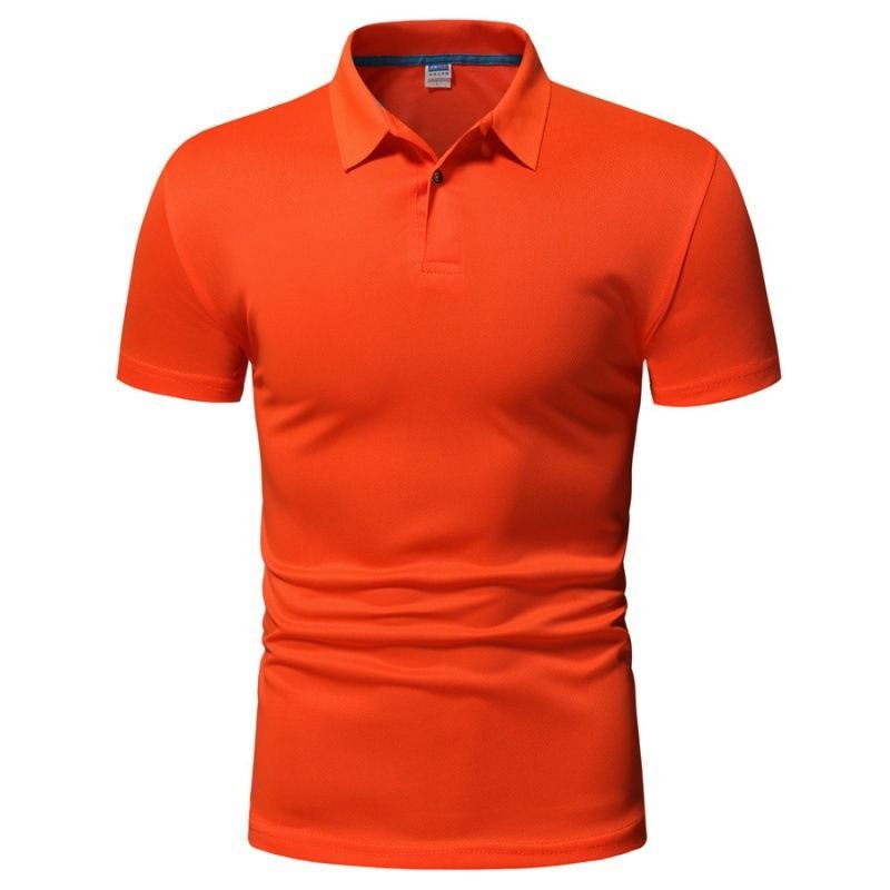 Men Casual Solid Color Lapel Short Sleeve Polo Shirt