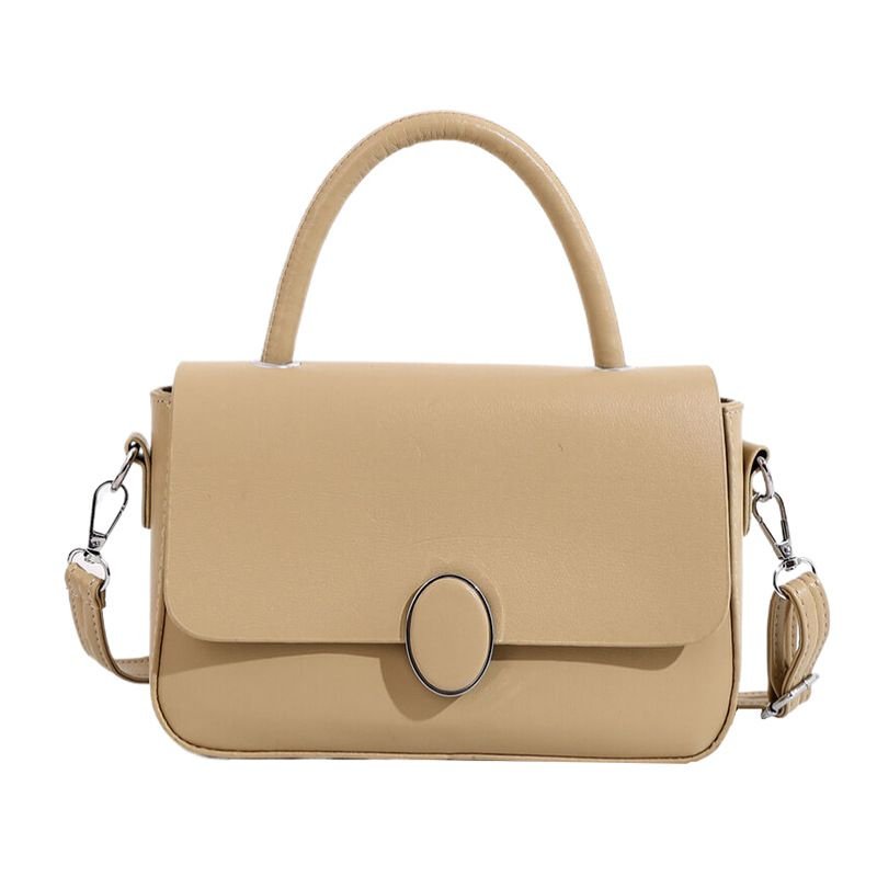 Women Simple Solid Color Square Flap Handle Shoulder Bag